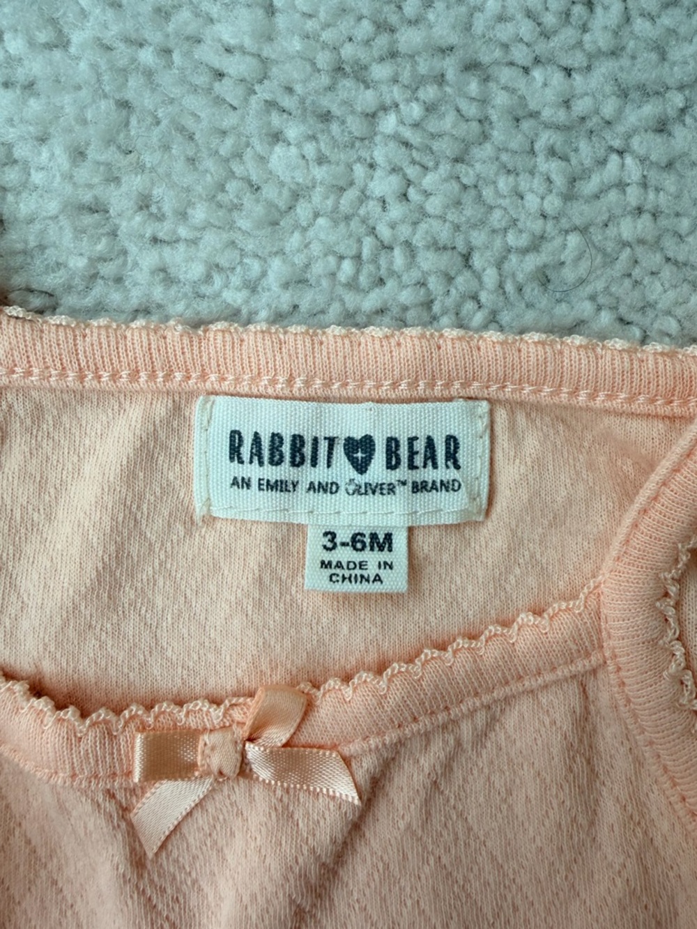 Rabbit + Bear Peach Pointelle One-Piece Bodysuit - Picture 6 of 6